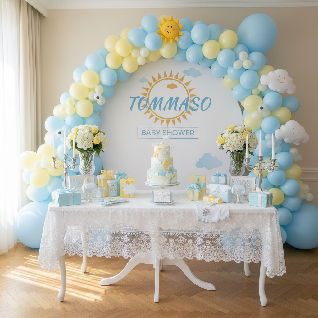 Kit Baby Shower Tommaso azzurro giallo sole